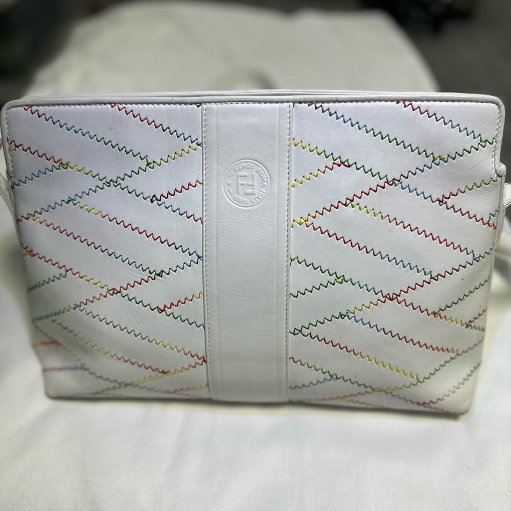 Fendi Vintage Rainbow Stitch Clutch Handbag